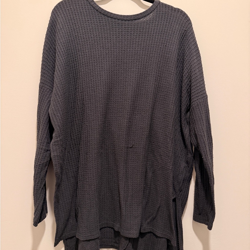 Zenana Charcoal Waffle Knit Top